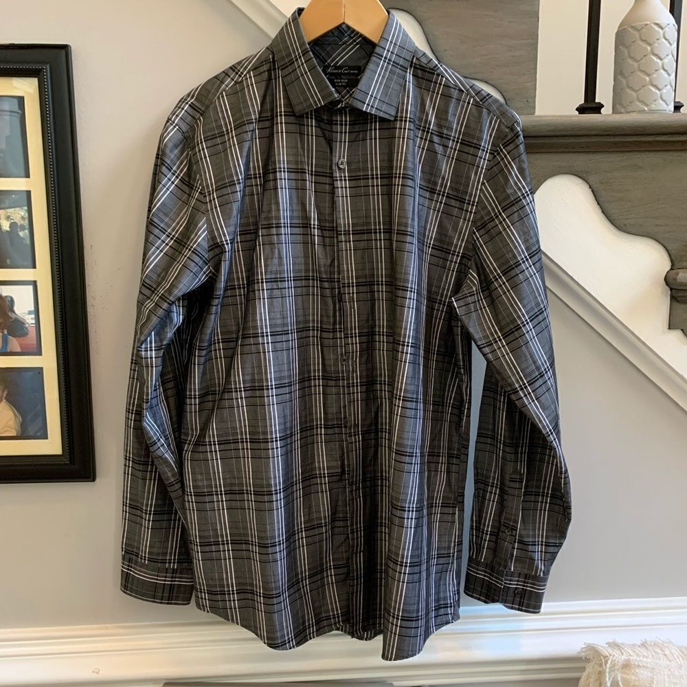Kenneth Cole Non Iron Slim Fit Button Down Shirt sz 16 34/35 EUC